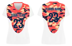 Custom red camo adult youth volleyball jersey - Jersey