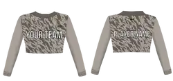 Custom brown camo cheerleading long sleeve crop top uniform - Jersey