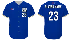 Custom blue bright line adult youth unisex full buttons baseball jersey - Jersey