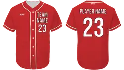 Custom strong red adult youth unisex full buttons softball jersey - Jersey