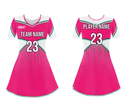 Custom casual pink adult youth unisex cheerleading dresses short sleeve jersey - Cheerleading-dress