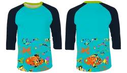 Custom fish print 3/4 sleeve adult youth unisex shirt - Shirt-3-4-sleeve