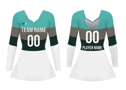 Custom women long sleeve ballet uniform slate and sage - Ballet-uniforms