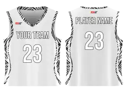 Custom zebra border design adult youth unisex basketball jersey - reversible uniform - Jersey