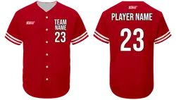 Custom solid red adult youth unisex full buttons baseball jersey - Jersey