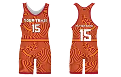 Custom wavy orange adult youth unisex powerlifting singlets - Powerlifting-singlets