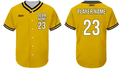 Custom  golden yellow adult youth unisex full buttons baseball jersey - Jersey