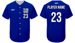 Custom solid blue adult youth unisex full buttons baseball jersey - Jersey