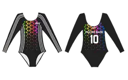 Custom long sleeve gymnastic uniform adult youth rainbow crisscross - Gymnastics-uniforms