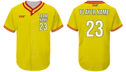 Custom red line yellow adult youth unisex full buttons baseball jersey - Jersey