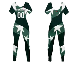 Custom women short sleeve dance bodysuit starry elegance - Dance-bodysuits