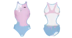 Custom youth open cut bathing suit cloud burst - Swimming-bathing-suits