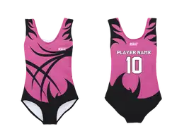 Custom sleeveless gymnastic uniform adult youth pink flames - Gymnastics-uniforms