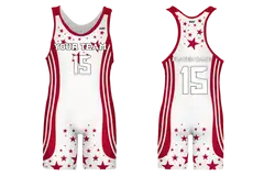 Custom adult youth unisex wrestling suits red star power - Wrestling-singlets