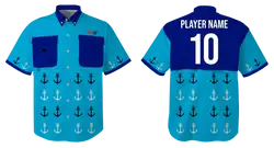 Custom fishing shirt adult youth unisex anchor wave - Jersey