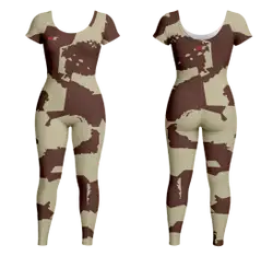 Custom women short sleeve dance bodysuit camouflage fusion - Dance-bodysuits