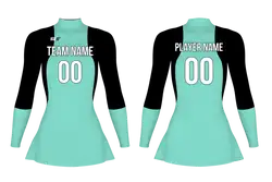 Custom figure skating long sleeve one piece uniform icy trim adult youth plain skirt - Figure-skating-uniforms