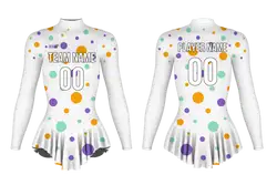 Custom figure skating long sleeve uniform festival dot glide adult youth pleated skirt - Figure-skating-uniforms