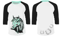 Custom horse print 3/4 sleeve adult youth unisex shirt - Shirt-3-4-sleeve