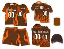 Custom cricket shirt adult youth unisex fiery ember - Jersey