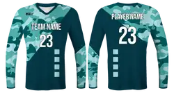 Custom  map and square blocks design camo youth unisex cheerleading long sleeve tight fit jersey - Jersey