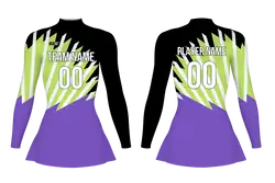 Custom figure skating long sleeve uniform midnight violet stripes adult youth plain skirt - Figure-skating-uniforms