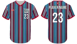 Custom multiple vertical stripes three buttons adult youth unisex baseball jersey - Jersey