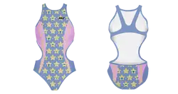 Custom youth open cut bathing suit smiling star - Swimming-bathing-suits