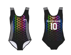 Custom sleeveless gymnastic uniform adult youth rainbow crisscross - Gymnastics-uniforms