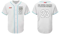 Custom classic white and blue adult youth unisex full buttons softball jersey - Jersey