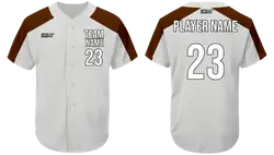 Custom white and cocoa adult youth unisex full buttons softball jersey - Jersey
