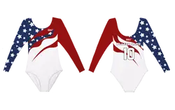 Custom long sleeve gymnastic uniform adult youth freedom waves - Gymnastics-uniforms