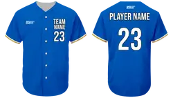 Custom blue bright line adult youth unisex full buttons baseball jersey - Jersey