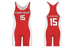 Custom  red and white solid adult youth unisex powerlifting singlets - Powerlifting-singlets