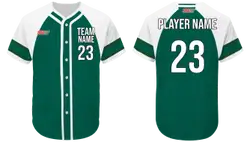 Custom emerald green adult youth unisex full buttons baseball jersey - Jersey
