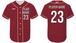 Custom cardinal classic adult youth unisex full buttons softball jersey - Jersey