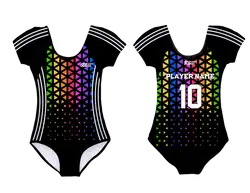 Custom short sleeve gymnastic uniform adult youth rainbow crisscross - Gymnastics-uniforms