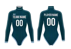 Custom cheerleading bodysuit adult youth teal dash - Cheerleading-bodysuits