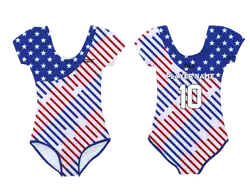 Custom short sleeve  gymnastic uniform adult youth patriotic stripes - Gymnastics-uniforms
