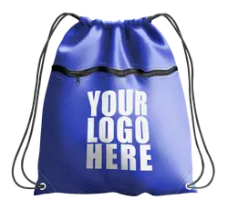 Navy blue drawstring bag with zipper - Drawstring-bag