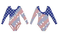Custom long sleeve gymnastic uniform adult youth patriotic stripes - Gymnastics-uniforms