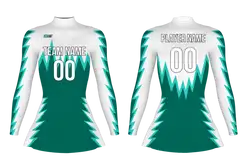 Custom figure skating long sleeve uniform green flash adult youth plain skirt - Figure-skating-uniforms