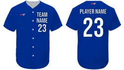 Custom solid blue adult youth unisex full buttons baseball jersey - Jersey