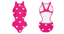 Custom youth open cut bathing suit full heart - Swimming-bathing-suits