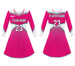 Custom casual pink adult youth unisex cheerleading dresses long sleeve jersey - Cheerleading-dress