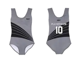 Custom sleeveless gymnastic uniform adult youth grey polka - Gymnastics-uniforms