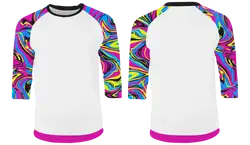 Custom crayon design 3/4 sleeve adult youth unisex shirt - Shirt-3-4-sleeve