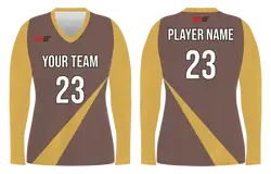 Custom light brown solids adult youth volleyball long sleeve jersey - Jersey