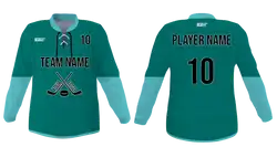 Custom solid blue green adult youth unisex hockey jersey with laces - Jersey
