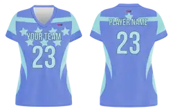 Custom blue stars adult youth volleyball jersey - Jersey